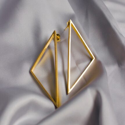 Large triangle stud earrings, 24K gold plated Open triangle Earrings, Geometric, Minimalist, Large Hoop Earrings, Gold triangle Hoops