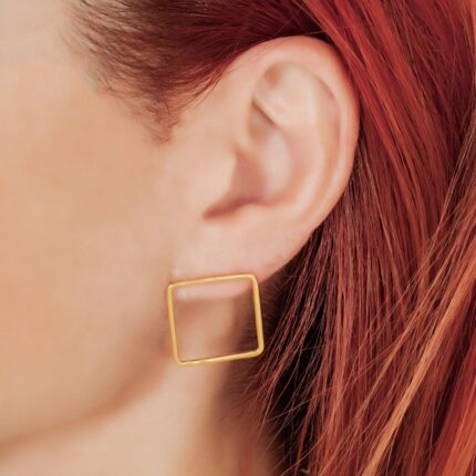 Large Open Square Stud Earrings, Sterling Silver Square Studs,Sterling Silver Square Posts, Geometric Square Earrings, Minimalist