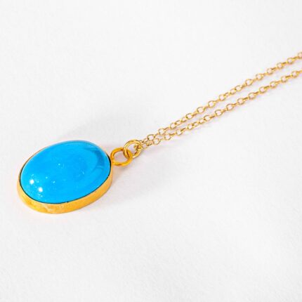 Blue Agate Necklace Sterling Silver, Crystal Healing Gemstone Gold Pendant, Gemini Birthstone, Healing Jewelry gift for Yoga lovers