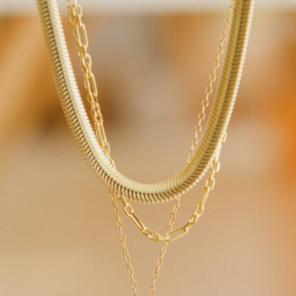 Snake Chain Necklace, Sterling Silver Snake Chain, Minimalist 24K Gold Plated Snake Chain, Chain Choker Necklace, Unisex Herringbone Chain