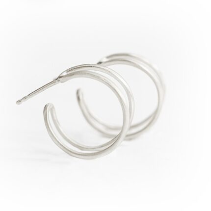 Double hoop earrings, sterling silver small hoop earrings, statement double band hoops, minimalist hoops, double huggie hoops, gift for her