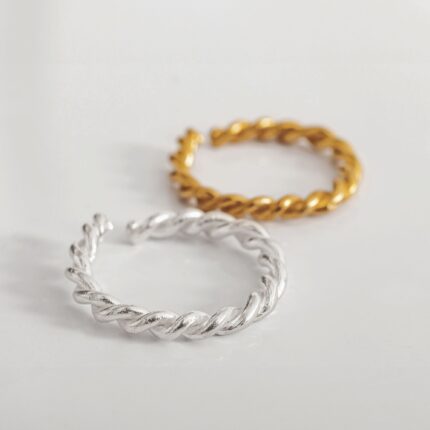 Sterling Silver Braided Band Ring , Gold Twisted ring, Thumb Silver Ring, Rope Stackable Ring For Women, Simple Braided ring, Gift for Her