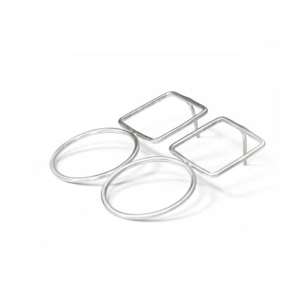Large Square Stud Earrings, Large circle Hoops Sterling Silver, Geometric, Minimalist Geometric Jewellery, Open Circle Studs, Lightweight