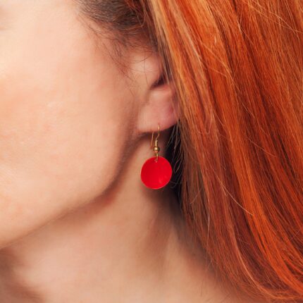 Circle Color Drop Earrings,Sterling Silver Hook Earrings,Enamel Drops,Circle Earrings, Geometric,Minimalist, Everyday Earrings, gift for her