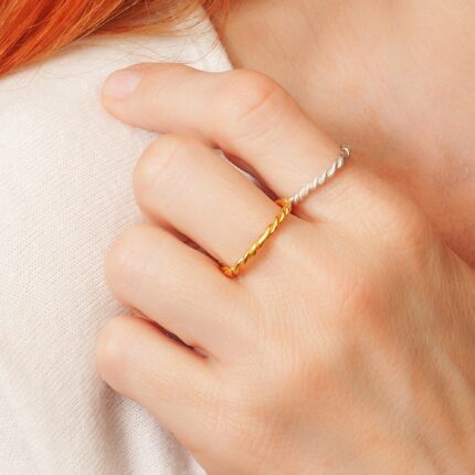 Braided Band Ring,Sterling silver stacking ring,Thin Band Ring,Twist Stacking Ring, Minimalist Ring, Gold braided ring,Birthday gift for Her