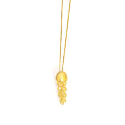 Jellyfish Necklace Sterling Silver, Gold Jellyfish Pendant, Jellyfish Necklace, Animal Pendant, Summer Necklace, Jewelry Gift For Daughter