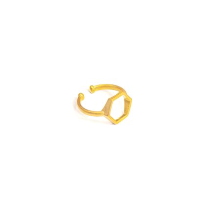 Hexagon Chevalier ring, 24K Gold plated Hexagon chevalier ring for women, Geometric Gold Open Hexagon Ring, Minimalist Ring