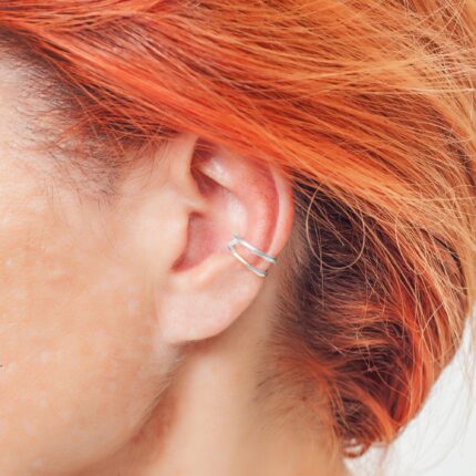 Double Band Ear cuff sterling silver,wrap earring,no piercing, minimalist ear cuff, dainty double band cartilage earring, Conch cuff, Unisex