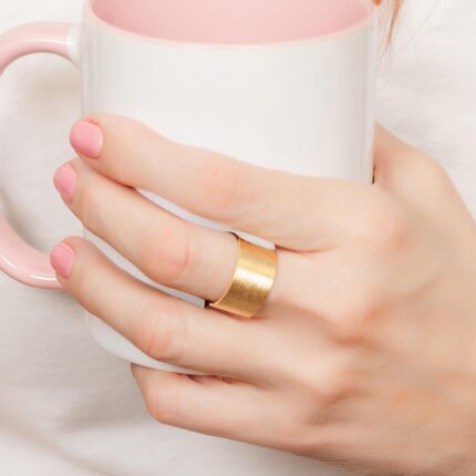 Gold Wide band hammered Ring,10 mm sterling silver band ring,wide band silver ring,Gold cuff ring,Adjustable band ring for women,Cigar ring